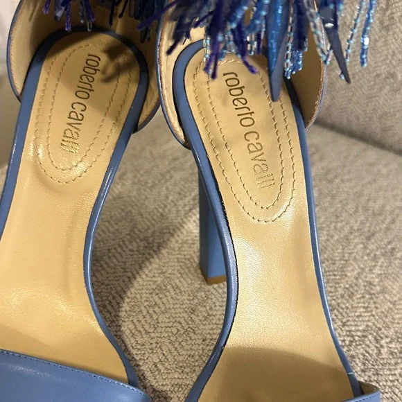 Roberto Cavalli - size 36 Light Blue Women's Fringe Heeled Sandals - Picture 4 of 9